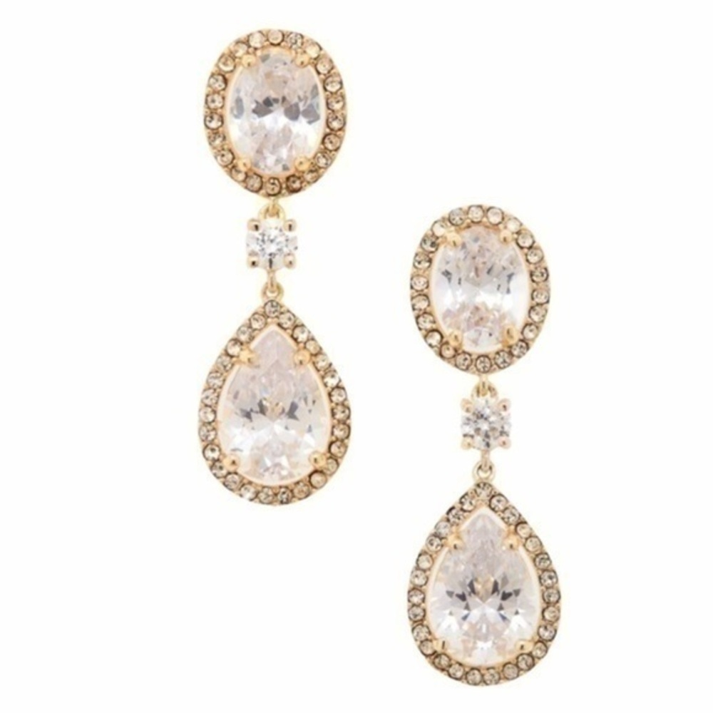 NWOT - CZ sterling silver drop earrings